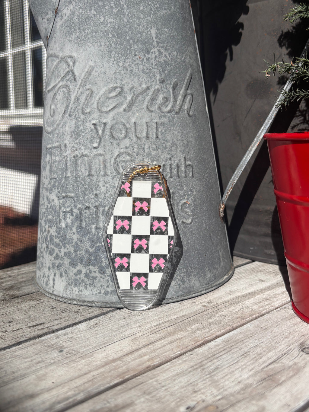 Bow Checkered Keychain