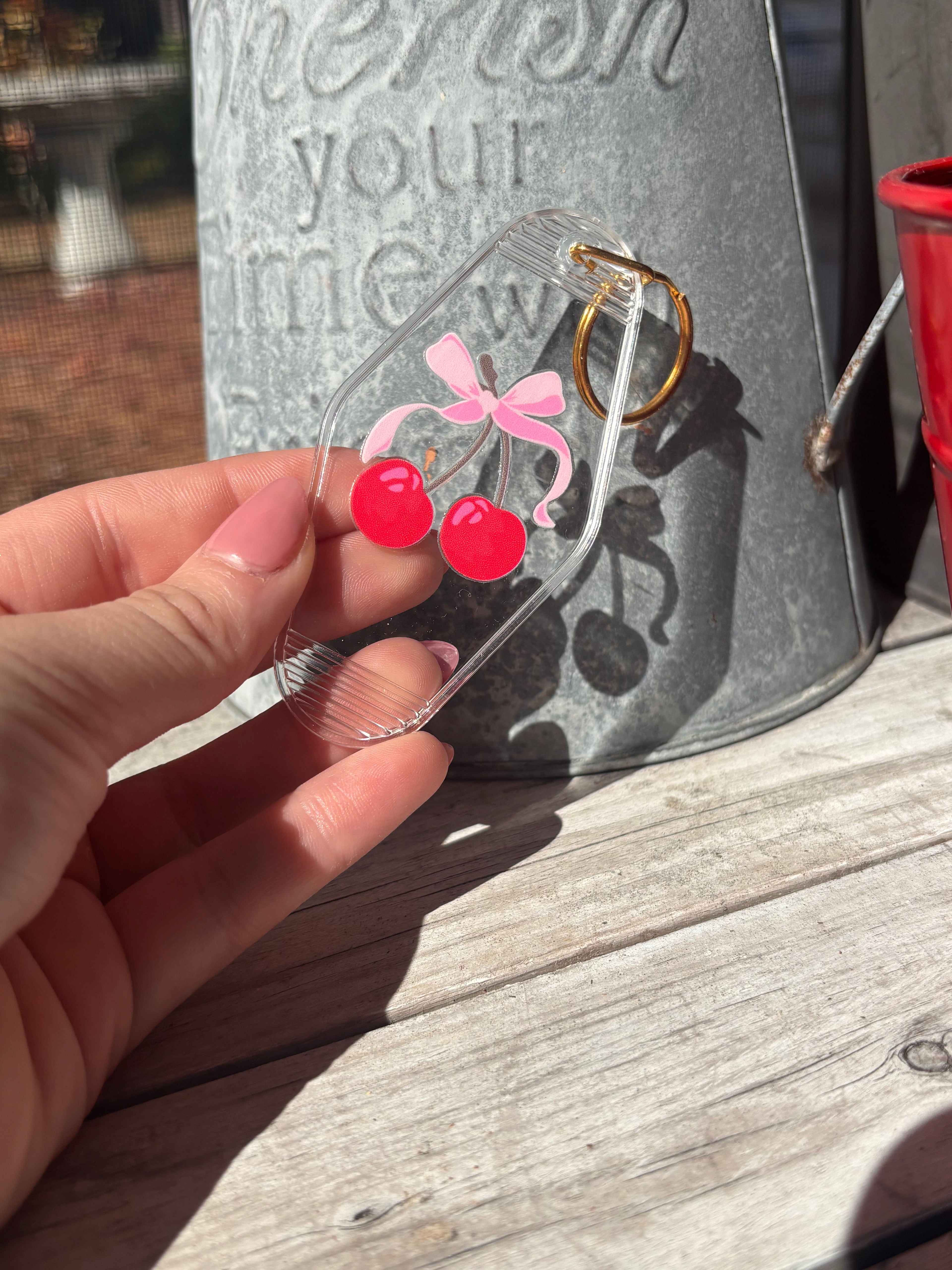 Cherry Bow Keychain