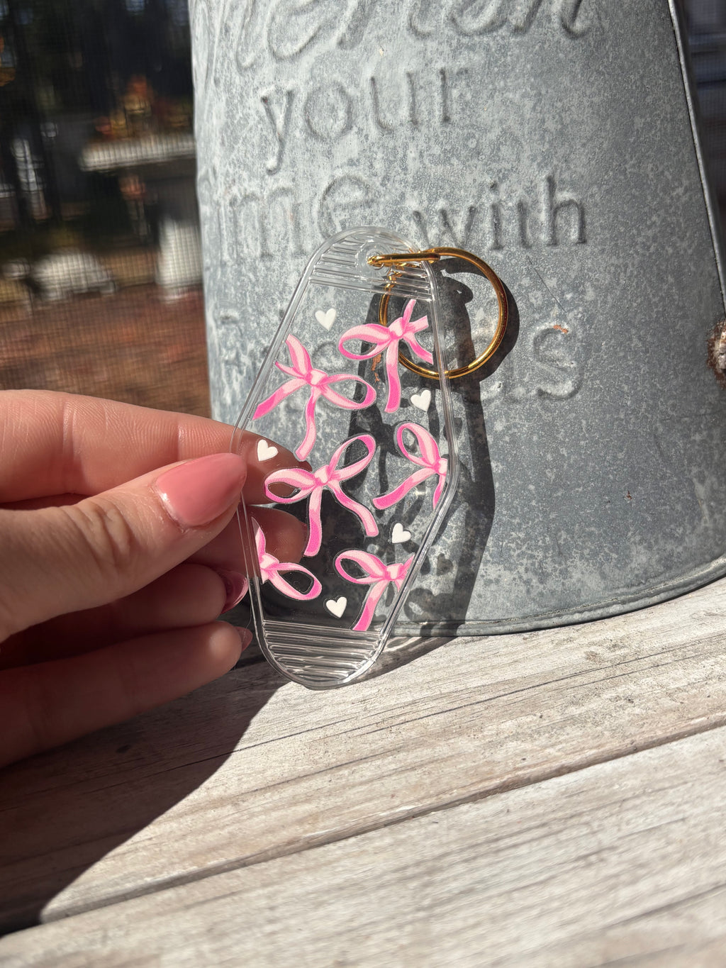 Pink Bow Keychain