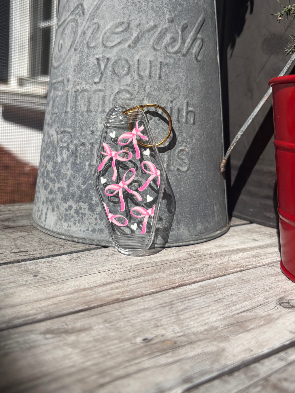 Pink Bow Keychain